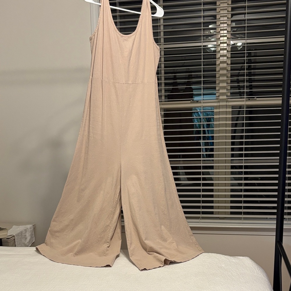 Beige Sleeveless Jumpsuit